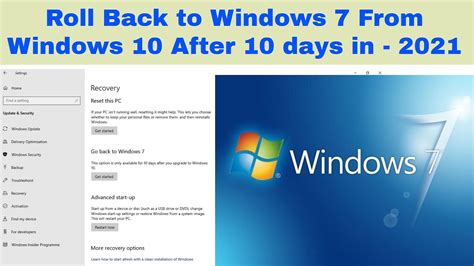 Roll Back To Windows 7 From Windows 10 After 10 Daysdowngrade Windows