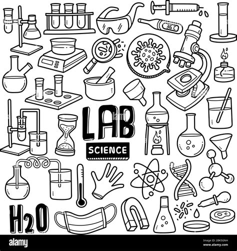 Clinical Laboratory Sciences Doodle Drawing Collection Elements Such As Lab Equipments
