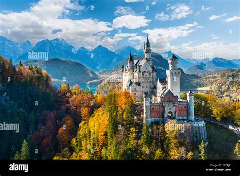 Neuschwanstein Castle In Autumn Alpsee Behind Schwangau Ostallgäu