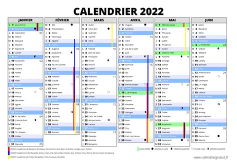 Calendrier De 2022 Avec Vacances Scolaires à Imprimer Au Format Pdf A4