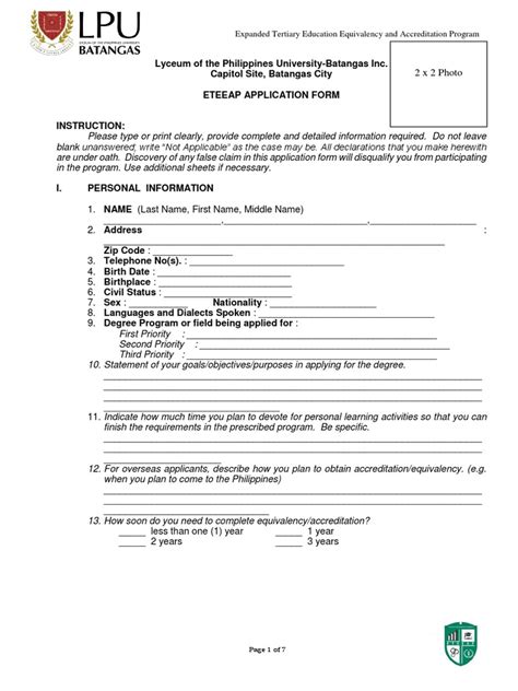Eteeap Application Form Pdf Pdf Educational Assessment Academic