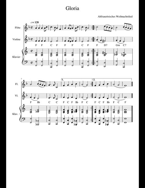 Gloria Sheet Music For Flute Violin Piano Download Free In Pdf Or Midi