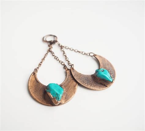 Turquoise Dangle Earrings Raw Turquoise Earrings Gemstone Etsy