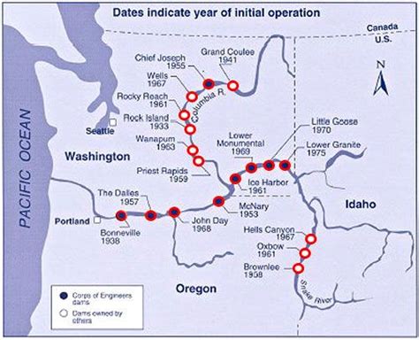 Dams Of The Pacific Northwest Map Columbia River Pacific Northwest