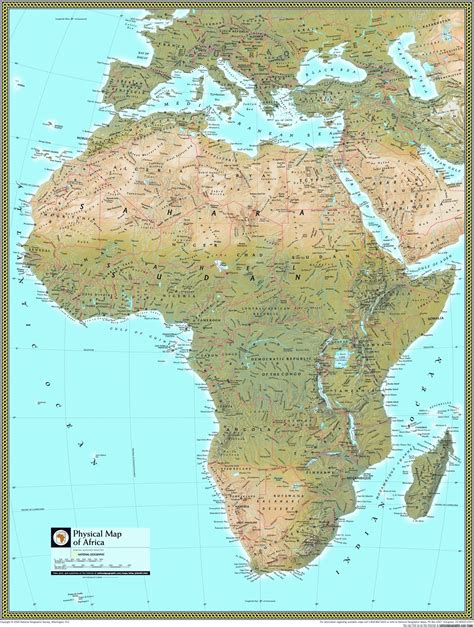 Africa Physical Features Map Mountains