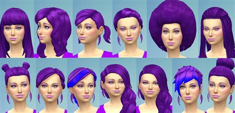 Base Game Only Recoloured Female Hair Eyebrow Set In Purple Womens