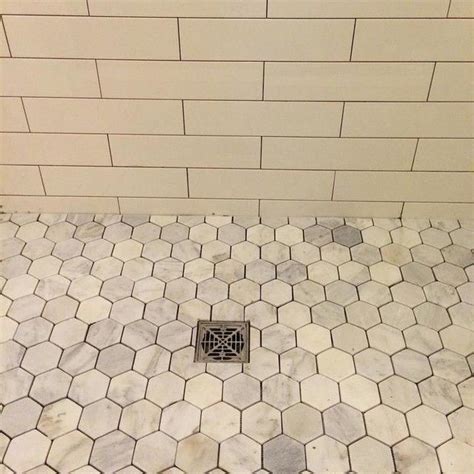 Hampton Carrara Hex Marble Mosaic Tile 3 X 3 In Shower Floor Tile