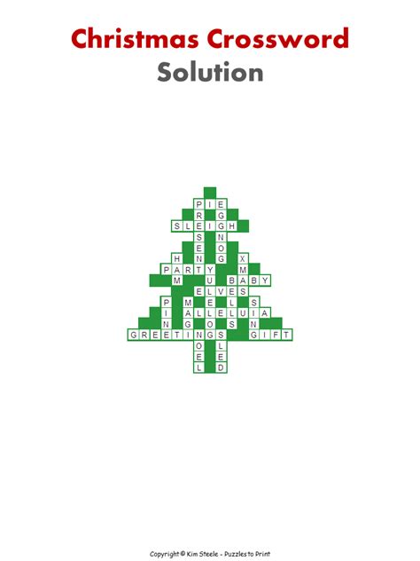 This free list of crossword answers for crossword clues is to help you get an edge over your competition. Christmas Tree Crossword for Kids