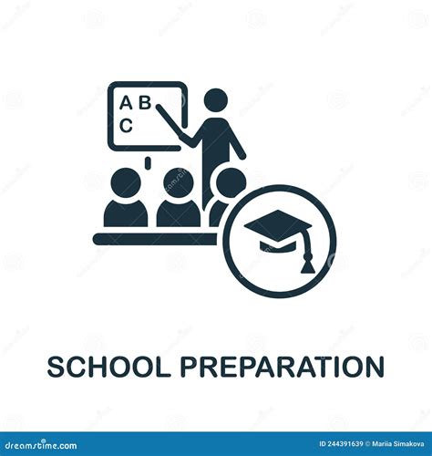 School Preparation Icon Monochrome Simple School Preparation Icon For
