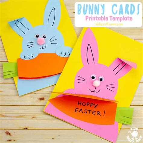 Carrot Nibbling Easter Bunny Cards Kids Craft Room