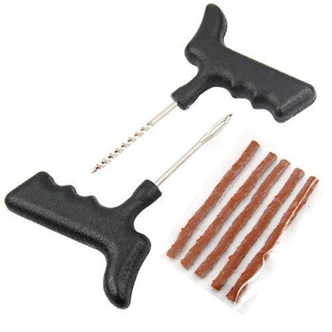 Motorcycle Car Tubeless Tyre Puncture Repair Plug Kit With 5 Strips In
