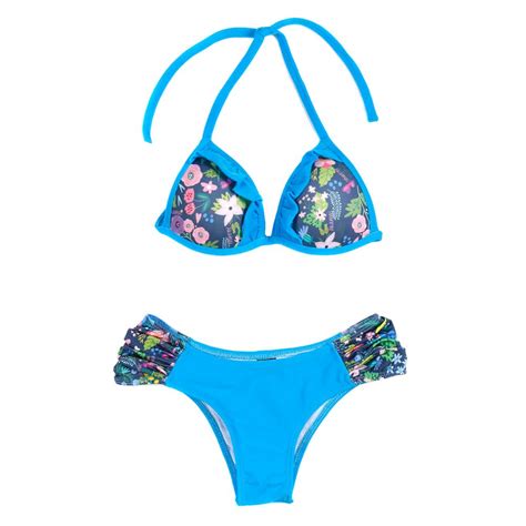 Conjunto De Biquini Infantil Para Menina Azul Lojas Pompeia