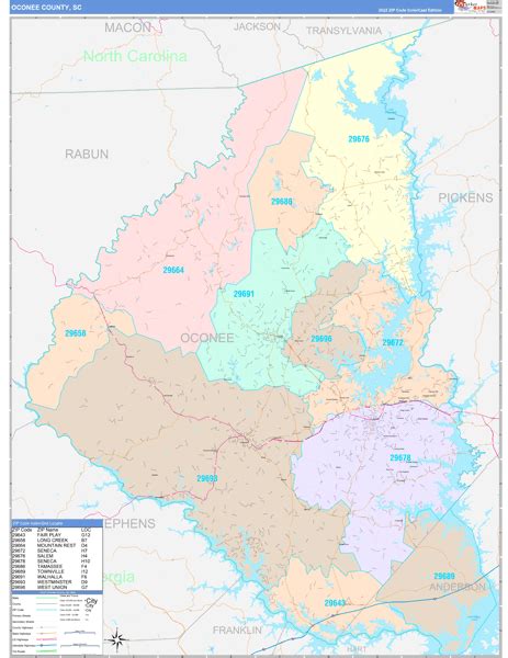 Oconee County Sc Wall Map Color Cast Style By Marketmaps Mapsales