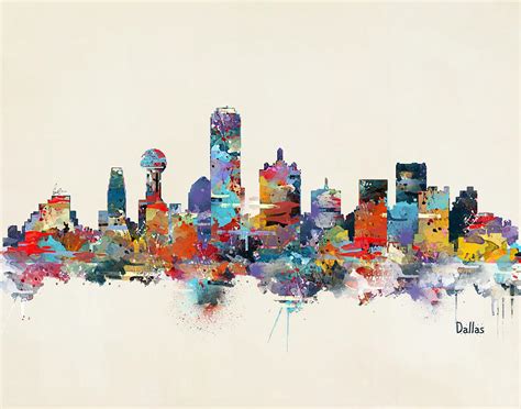 Dallas Texas Skyline Painting By Bri Buckley Fine Art America