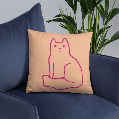 Peach Fluffy Cat Pillow Decorative Cat Throw Pillow Etsy