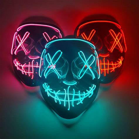 cosmask halloween neon mask led masks party masquerade light glow in the dark funny masks