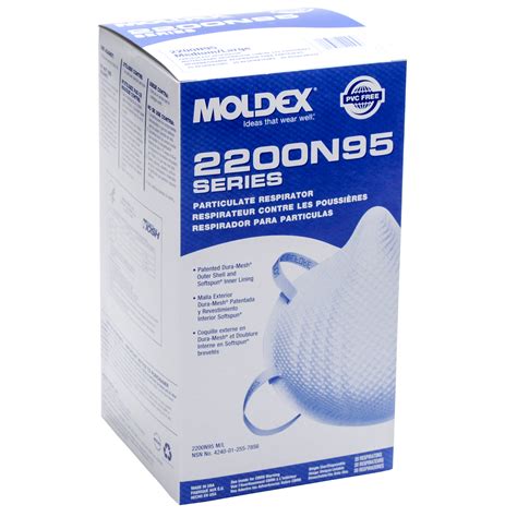 Available in 5 color coded sizes. Moldex #2200 N95 Dust Mist Respirator 20/box | MFASCO ...
