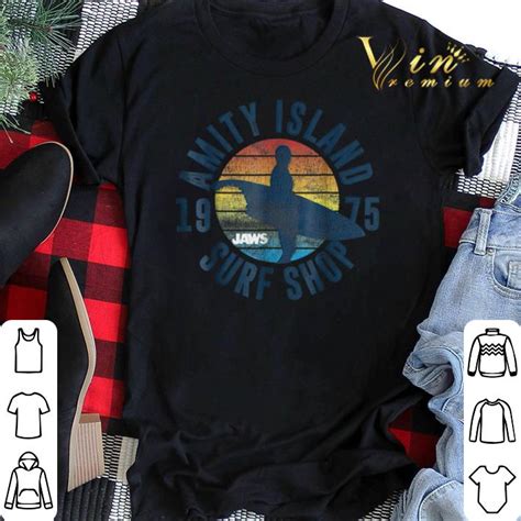 Vintage Amity Island 1975 Surf Shop Board Jaws Shirt Hoodie Sweater