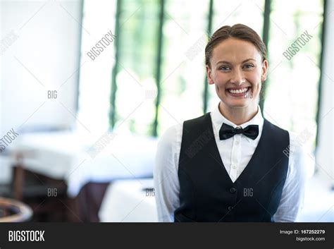 Happy Waitress Smiling Image And Photo Free Trial Bigstock
