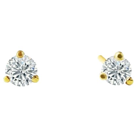 030 Carat Diamond 14k Yellow Gold Stud Earrings For Sale At 1stdibs