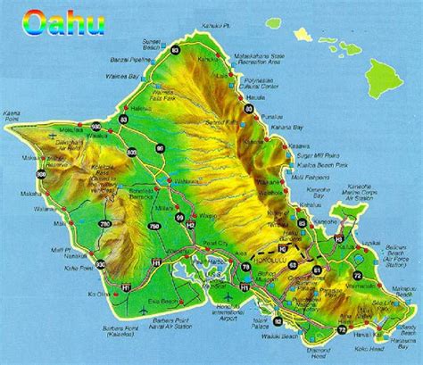 Map Of Oahu Hawaii Honolulu Hawaiian Map Tourist Map Of