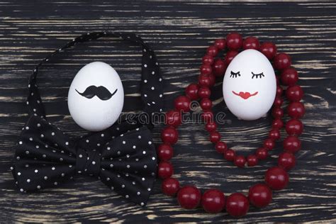 Funny Eggs With Painted Faces Stock Photo Image Of Lady Fresh