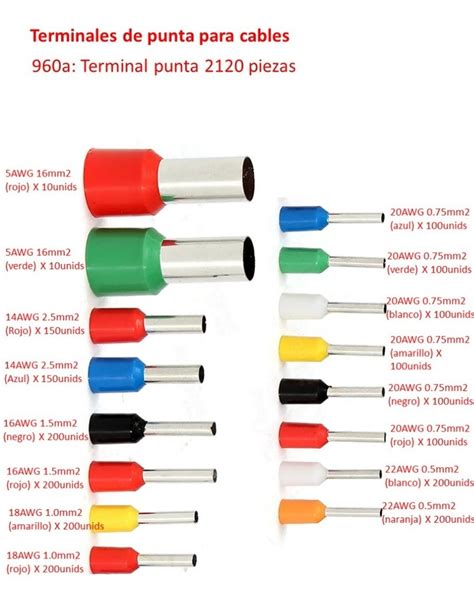 Kit 2120 Pzas Terminales De Punta Para Cables 960a Mercado Libre