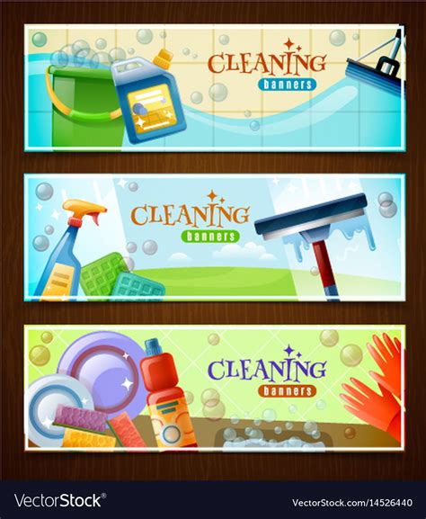 Cleaning Horizontal Banners Set Royalty Free Vector Image