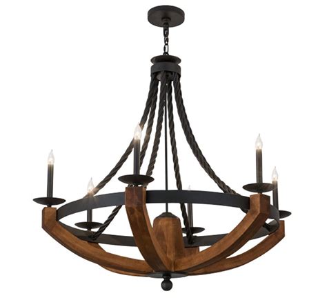 Rustic Doyle 6 Lt Large Wood And Iron Chandelier Grand Light