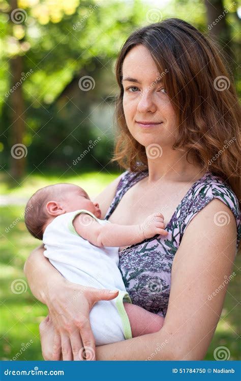 Happy Mother And Newborn Baby Stock Photo Image Of Green Childhood