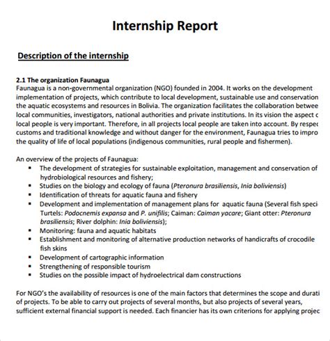 Internship Report Sample At University