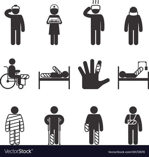 Injury Icons Trauma And Sickness Royalty Free Vector Image