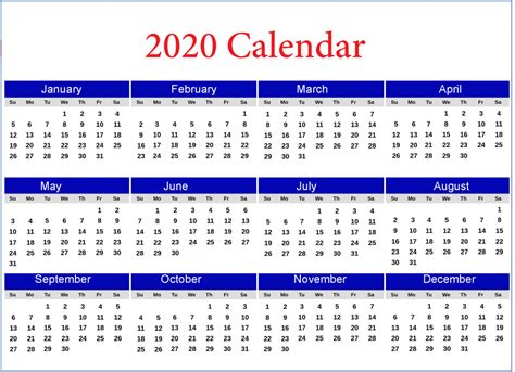 2020 Calendar Template For Pages Mac Buylop