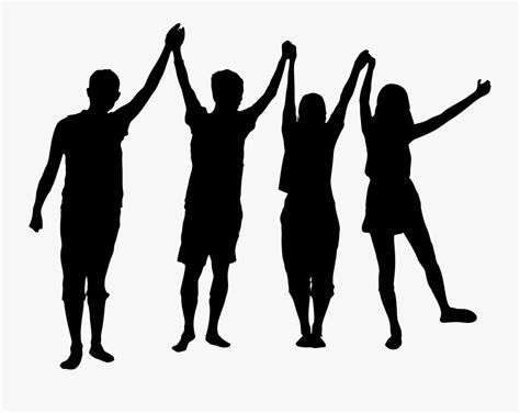 Cheering People Clip Art Four People Silhouette Free Transparent