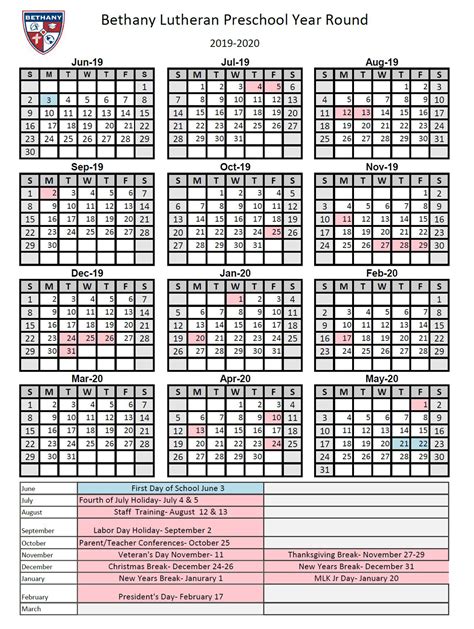 Year Round School Calendar