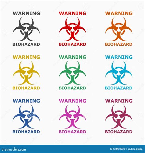 Muestra Del Biohazard Icono O Logotipo De Cuidado Sistema De Color