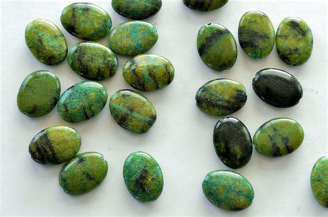 7 Green Jasper Stone Beads Oval Stone Beads By Thebeadbandit