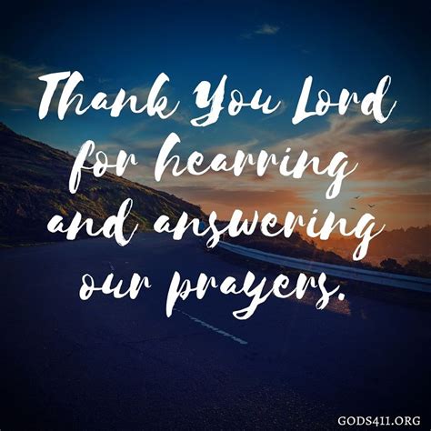 Thank You Lord For Hearing And Answering Our Prayers Prayer Answered Prayer Quotes God