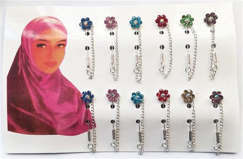Buy Wholesale Crystal Hijab Pins Brooches 12pcs Flower Crystal Muslim For Women