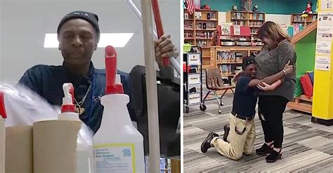 janitor drops to his knees when his coworkers raise 7 000 for a new car for him