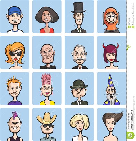 Various Funny Vector Faces Collection Stock Vector Illustration Of