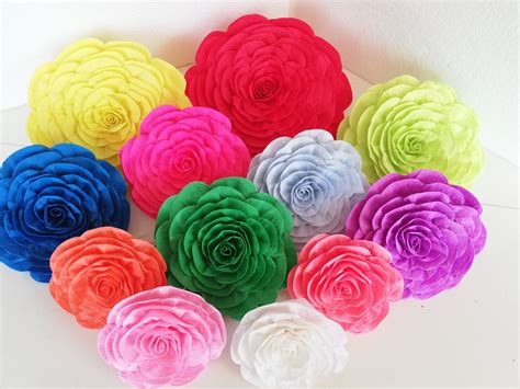 12 Large Paper Flowers Wall Decor Bright Mexican Fiesta Etsy