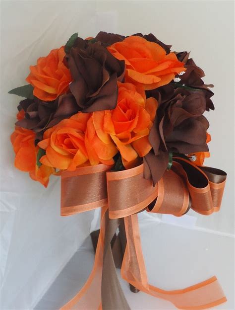 Silk wedding bouquet posy sunflowers & purple roses handtied bride artifical. 15 Bouquets set Fall wedding bridal bridesmaid bouquet ...
