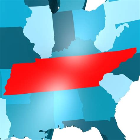 Mapa Do Tennessee No Mapa Azul Dos Eua Foto Premium