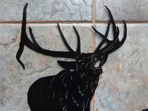Bull Elk Crosscut Saw Plasma Cut Metal Wall Art 46 W X Etsy