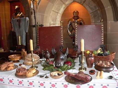 Medieval Feast Set In The Great Hall At Warwick Castle A Photo On