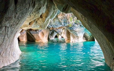 Nature Landscape Cave Cathedral Lake Chile Erosion Water Turquoise