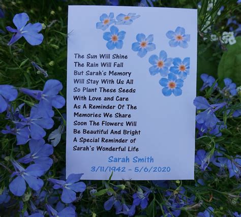 Personalised Poem Funeral Forget Me Not Seed Packets Favour Etsy Uk