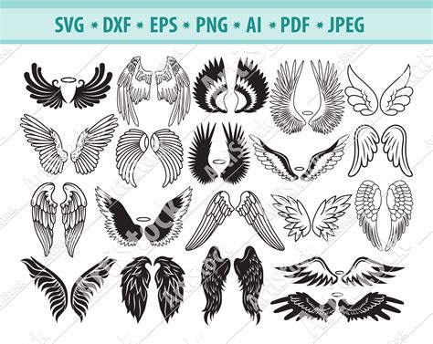 Wings Svg Bundle Angel Wings Svg Feather Wing Svg Wings Etsy