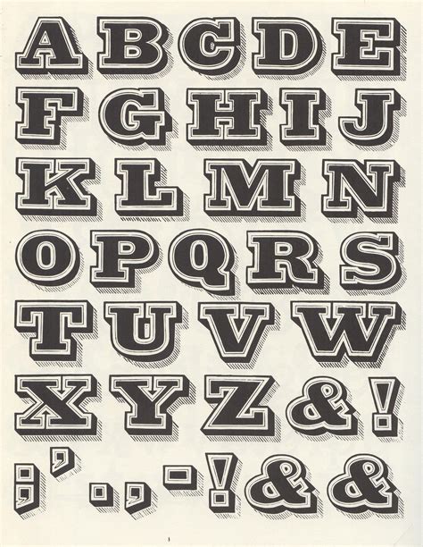 Alphawood P12 Antique Double Outlined Shade Lettering Alphabet